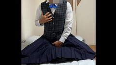 Sissy crossdresser masturbating in girls&#039_ uniform - 2 Thumb