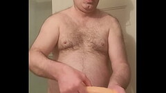 Nude Martin Lavall&eacute_e masturbates, ejaculates and licks his own sperm with a dildo Thumb