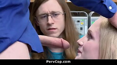 Scared Teen Agrees to Suck Mall Officer'_s Dick in Front of Her Boyfriend Thumb