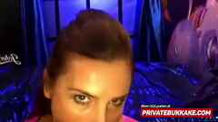 Totally naked girl does anal during a bukkake session Thumb
