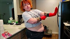 red rubber gloves and  FAT ASS Thumb