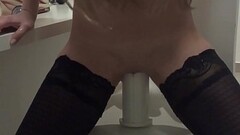 Young V fists herself, then inserts multiple carrots, then an orange, then A HUGE JUICER PLUNGER up  Thumb