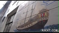 Cute hooker sucks a large pole passionately and copulates hard Thumb